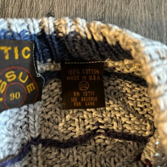 Vintage 90s Authentic Issue Knit Sweater Adult XXL 2XL Men off White Made USA - Picture 4 of 4